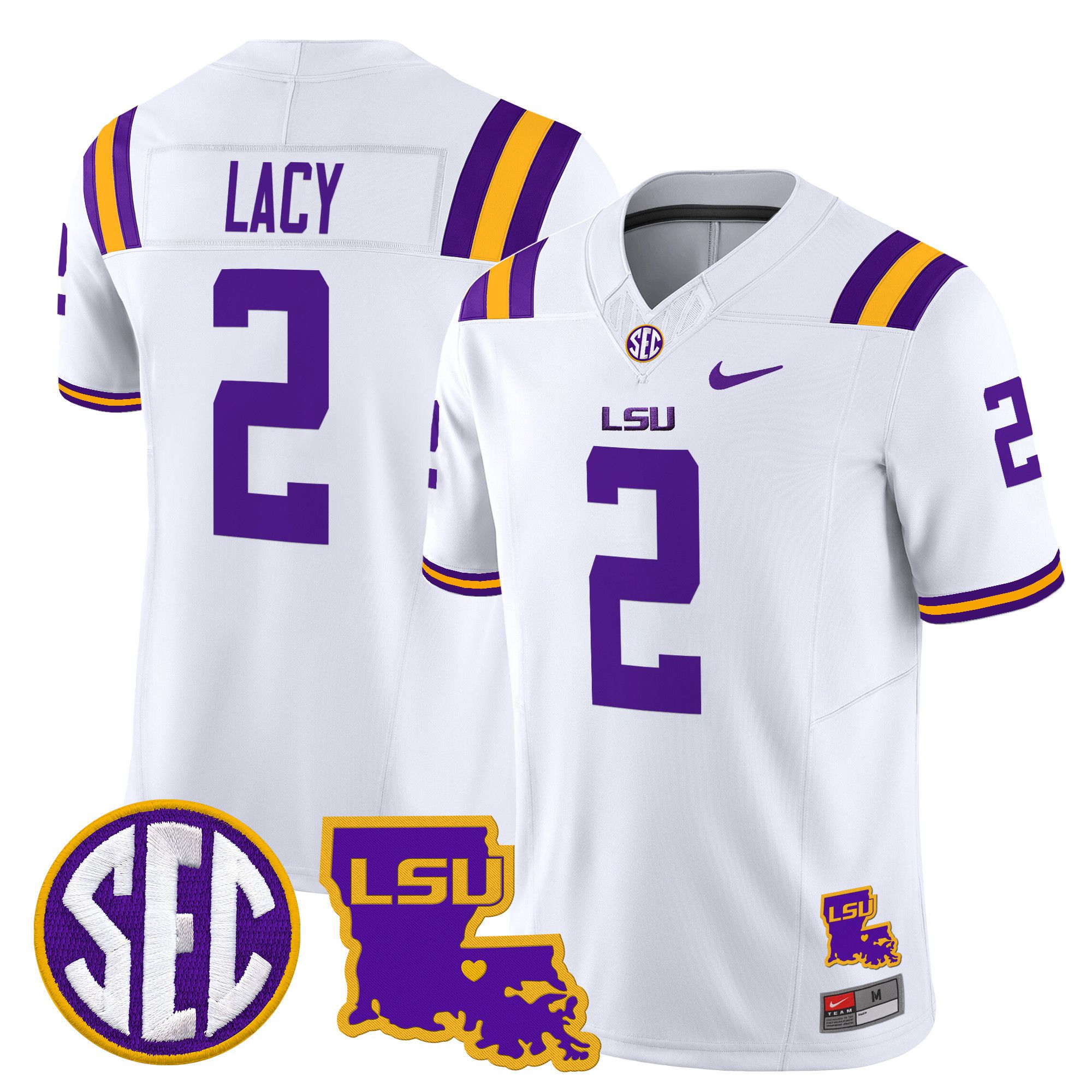 Men LSU Tigers #2 Lacy White 2024 Nike Louisiana Patch Vapor Limited NCAA Jersey->indianapolis colts->NFL Jersey
